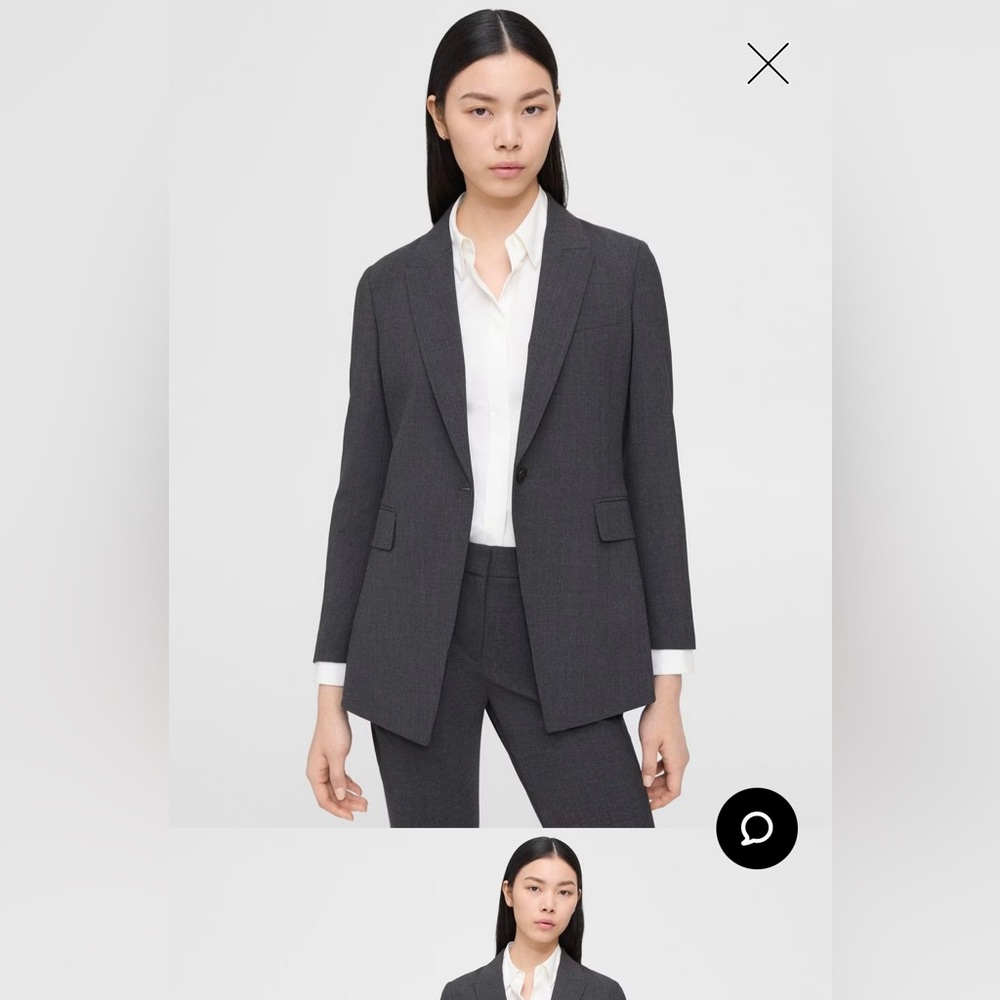 Theory Charcoal Gray Single-Button Blazer